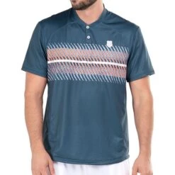 K-Swiss K Swiss Orion Blue & Polaris Short Sleeve Henley -Outlet Fila Court Store KMT32 T52435